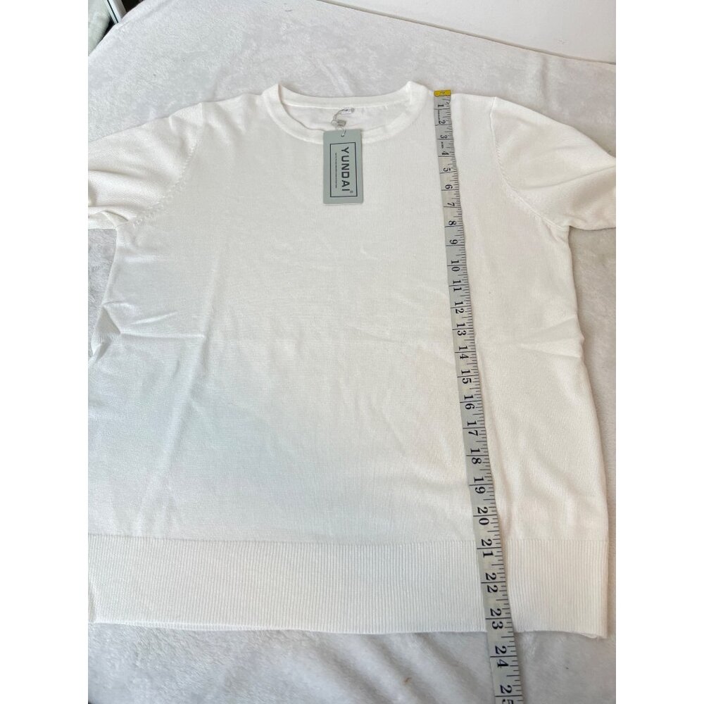 YUNDAI Long Sleeve Sweater Oversized Crew Neck Knitted White Viscose Blend Small - Picture 7 of 9